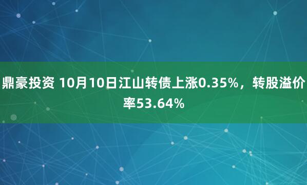 鼎豪投资 10月10日江山转债上涨0.35%,转股溢价率53.64%