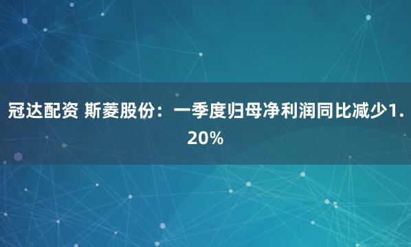 冠达配资 斯菱股份：一季度归母净利润同比减少1.20%