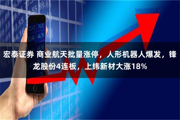 宏泰证券 商业航天批量涨停，人形机器人爆发，锋龙股份4连板，上纬新材大涨18%